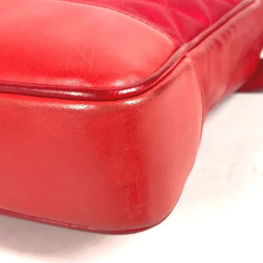 CHANEL Vintage Red Leather Shoulder Bag